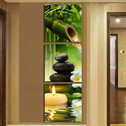 Triptych Bamboo and Stone Wall Art for Kids' Room