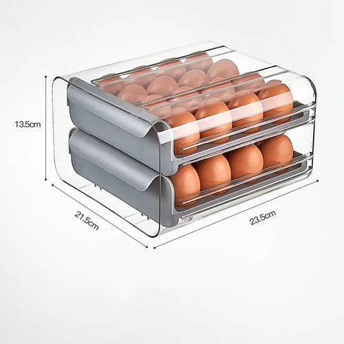 Transparent Double Layer 32-Grid Kitchen Egg Box