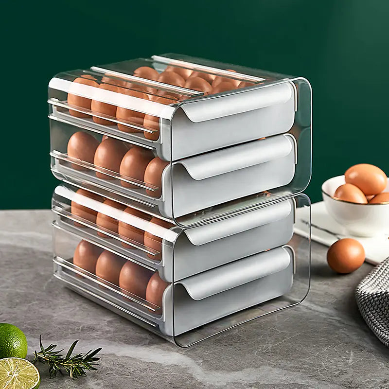 Transparent Double Layer 32-Grid Kitchen Egg Box