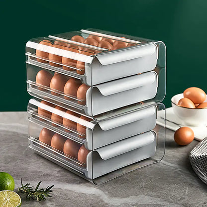 Transparent Double Layer 32-Grid Kitchen Egg Box
