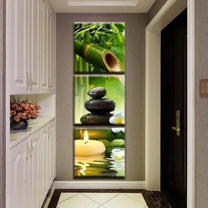 Triptych Bamboo and Stone Wall Art for Kids' Room