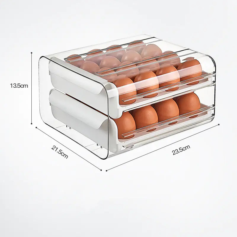 Transparent Double Layer 32-Grid Kitchen Egg Box